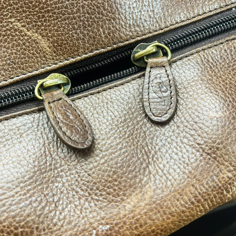 Vintage NBA Genuine Leather Duffel Bag Brown Pebble Grain Travel Weekend Bag